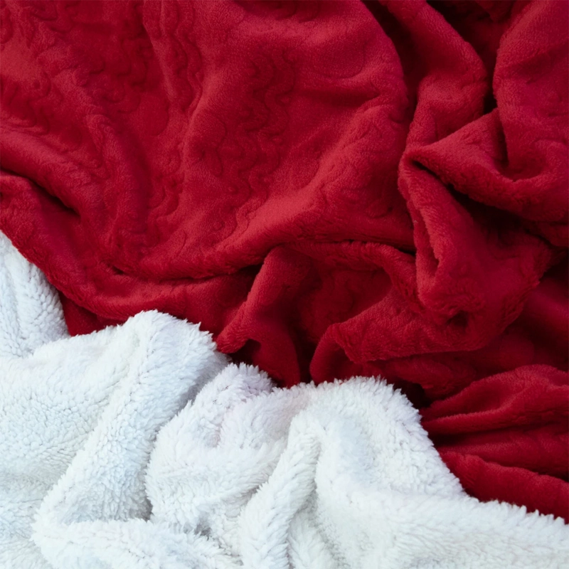 FRAZADA DORAL FLANEL OUT SHERPA 1.5 PLAZAS ROJO - 3