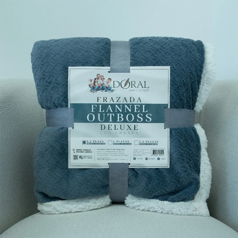 FRAZADA DORAL FLANEL OUT SHERPA 1.5 PLAZAS PETRÓLEO - 4