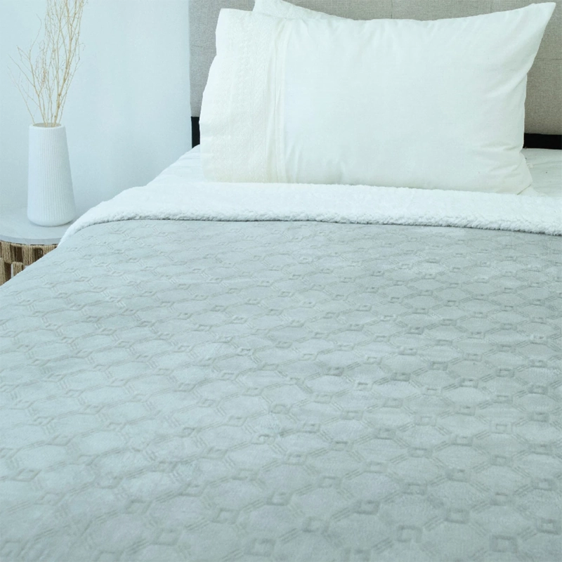 FRAZADA DORAL FLANEL OUT SHERPA 1.5 PLAZAS GRIS - 2