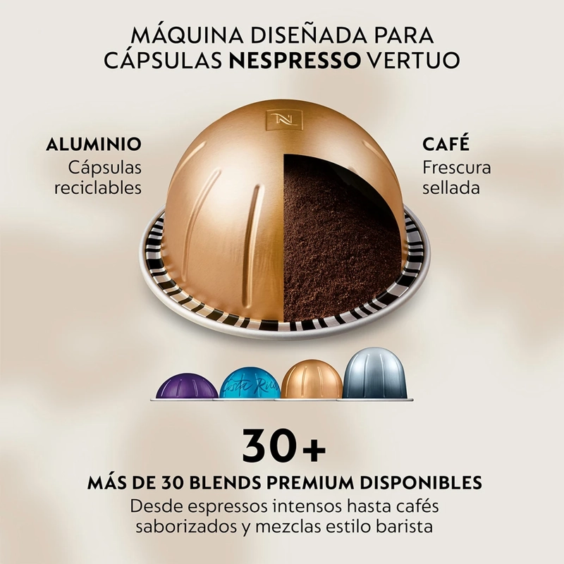 CAFETERA NESPRESSO CÁPSULA VERTUO UP BLACK - 8