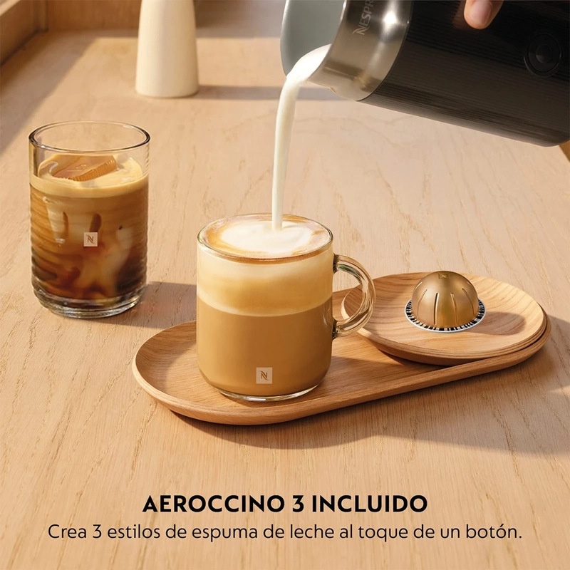 CAFETERA NESPRESSO CÁPSULA VERTUO UP BLACK + ESPUMADOR AEROCCINO 3 - 6
