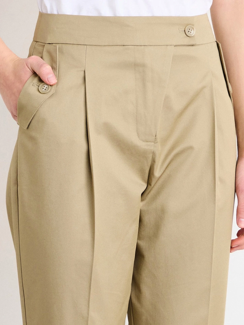PANTALÓN MUJER IO ALGODÓN RECTO LISO PINZAS - 4