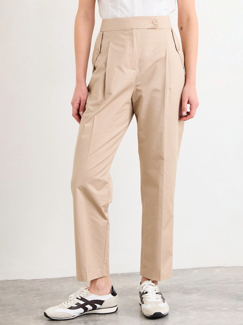 PANTALÓN MUJER IO ALGODÓN RECTO LISO PINZAS - 2