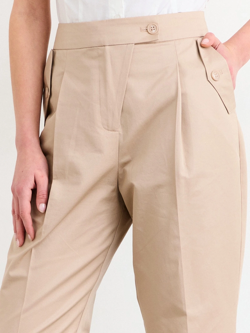 PANTALÓN MUJER IO ALGODÓN RECTO LISO PINZAS - 4