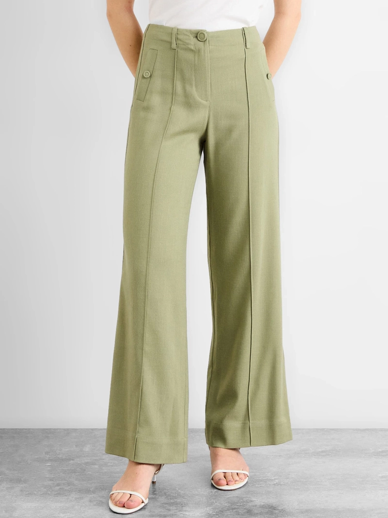 PANTALÓN MUJER IO LISO PIERNA ANCHA TIRO ALTO - 2