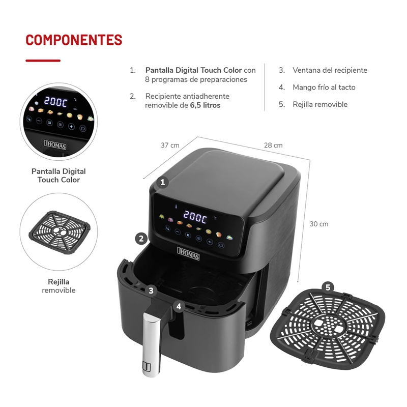 FREIDORA THOMAS 6.5L SINGLEBLACK TH-AF60DNV - 6