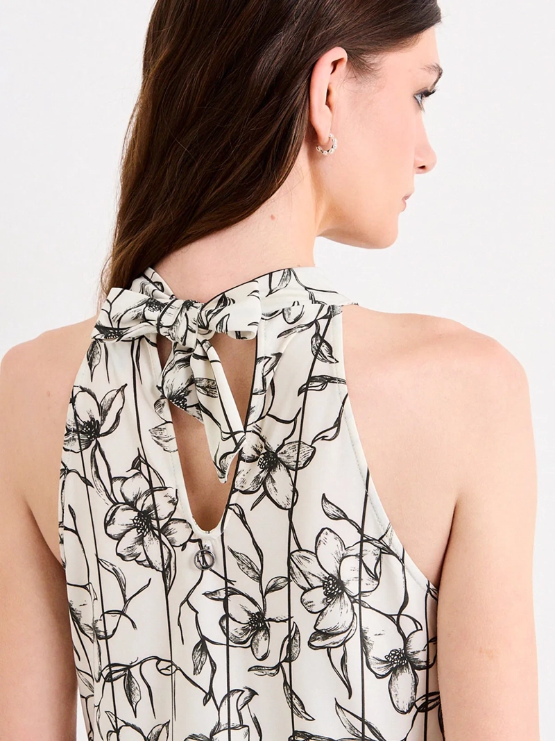POLERA MUJER IO HALTER RECOGIDO ESTAMPADO - 3