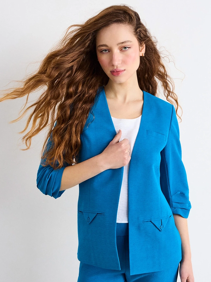 BLAZER MUJER IO SIN SOLAPA MANGA 3/4