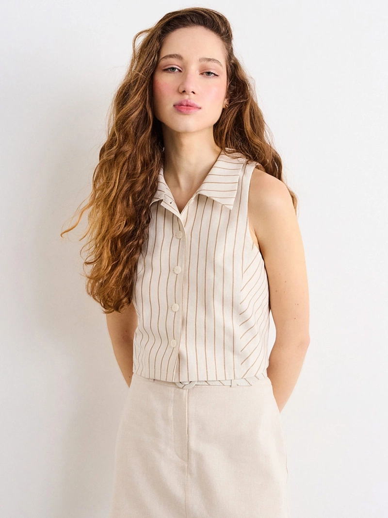 GILET MUJER IO LINO LISO - 1