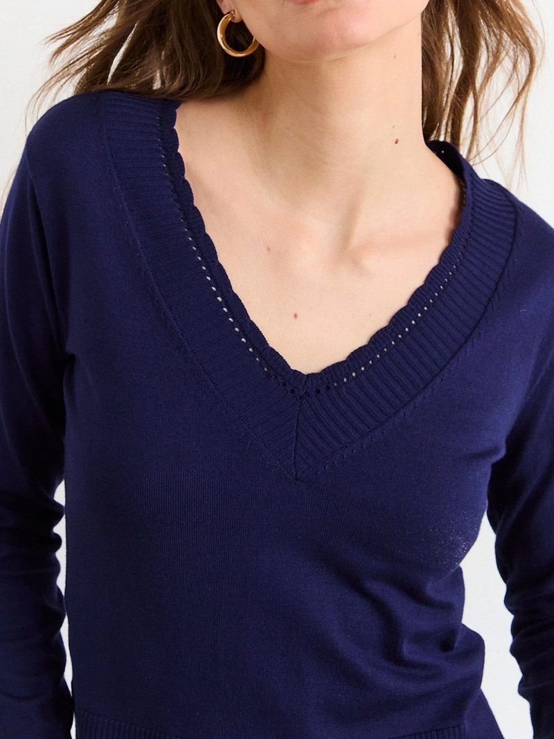 SWEATER MUJER IO BÁSICO ESCOTE NUBE - 3