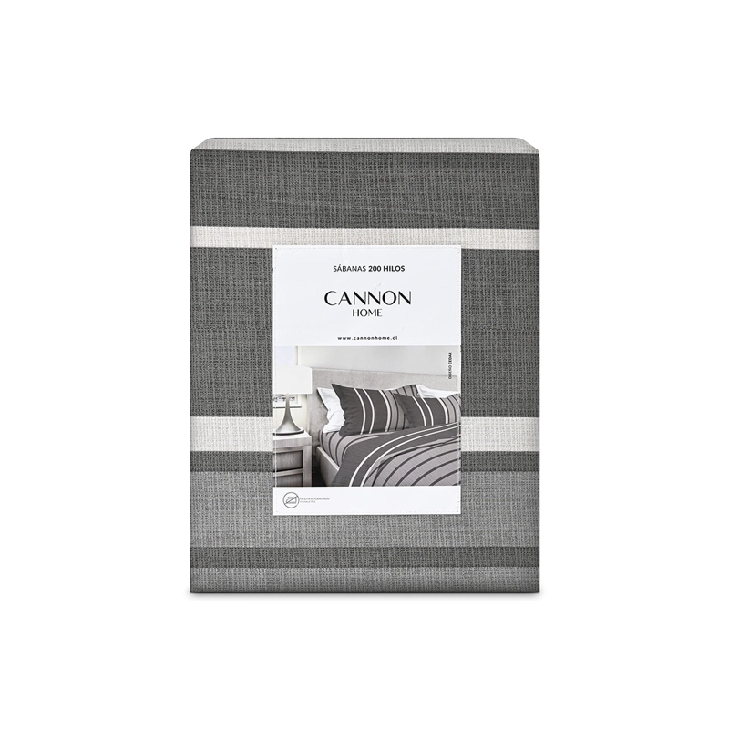 JUEGO DE SÁBANAS CANNON CEDAR 200 HILOS 1.5 PLAZAS GRIS - 3