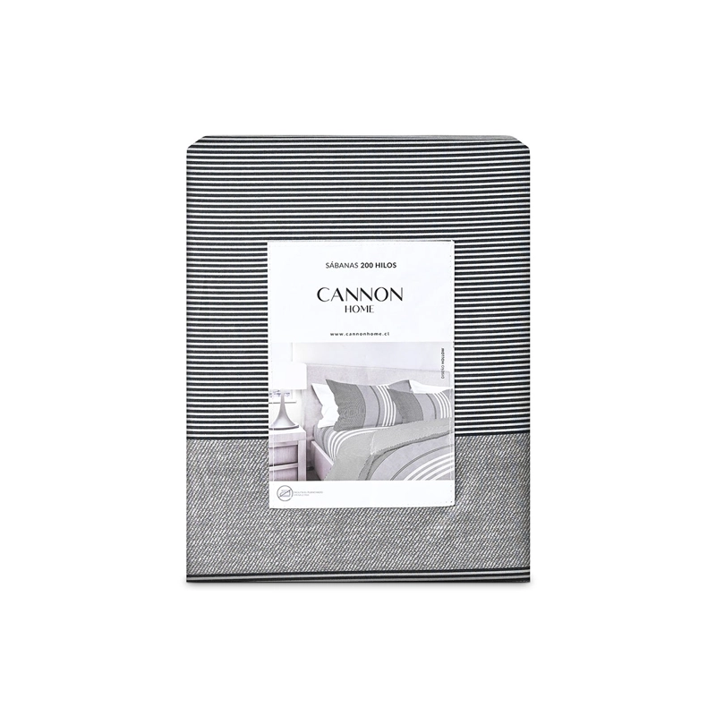 JUEGO DE SÁBANAS CANNON HOLLOW 200 HILOS 1.5 PLAZAS GRIS - 3