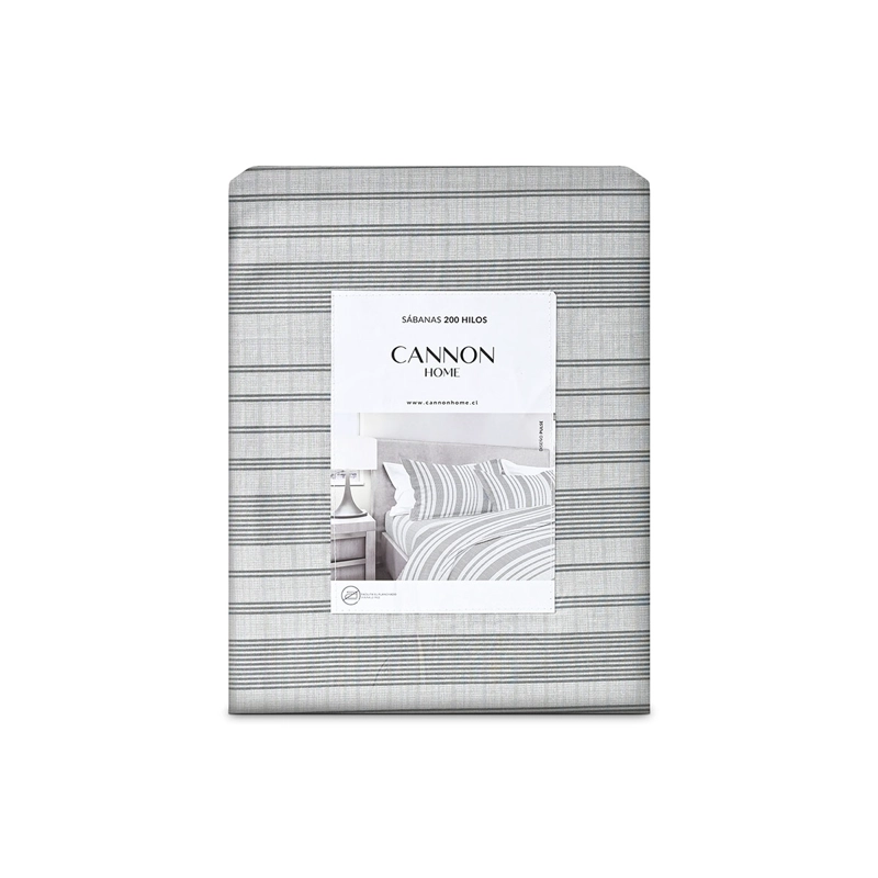 JUEGO DE SÁBANAS CANNON PULSE 200 HILOS 1.5 PLAZAS GRIS - 3