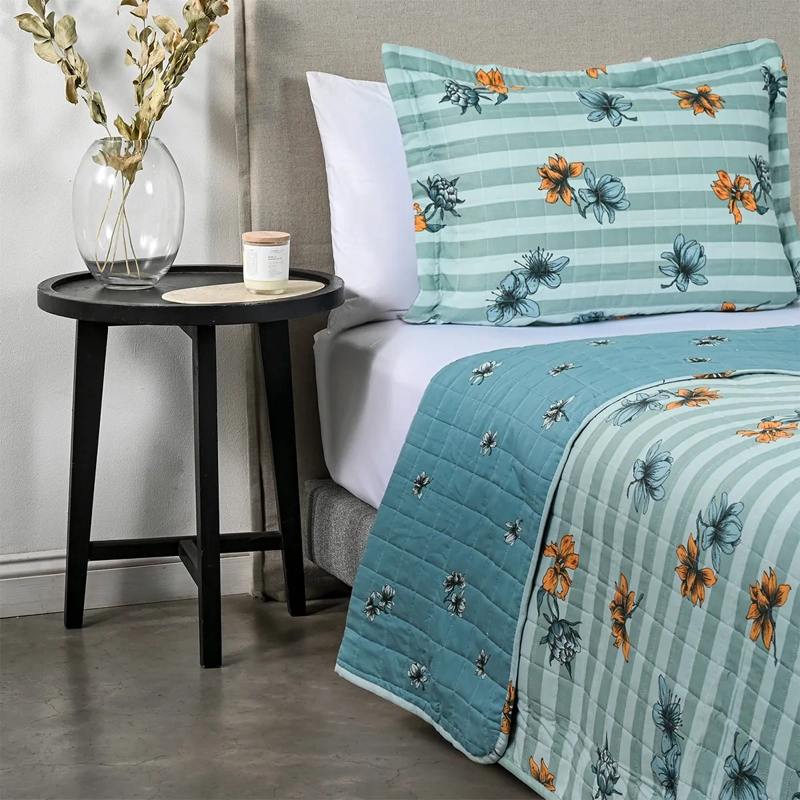 QUILT AMERICAN FAMILY MYRA 1.5 PLAZAS CELESTE - 2