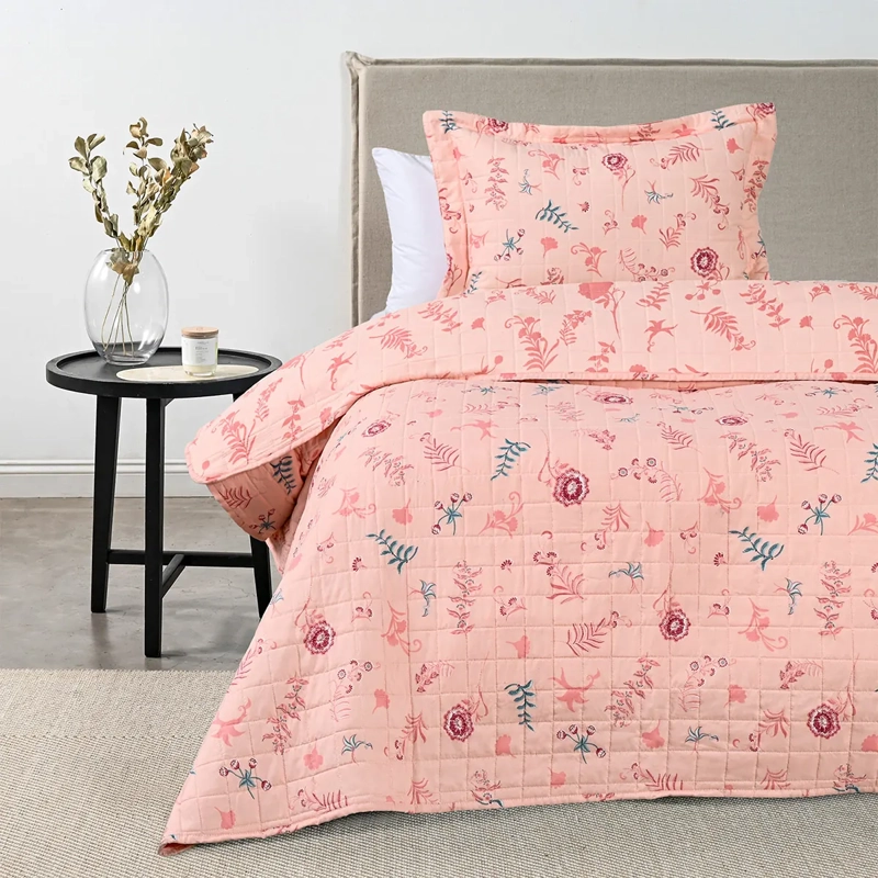 QUILT AMERICAN FAMILY NILA 1.5 PLAZAS ROSADO