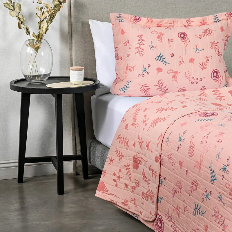QUILT AMERICAN FAMILY NILA 1.5 PLAZAS ROSADO  - 2