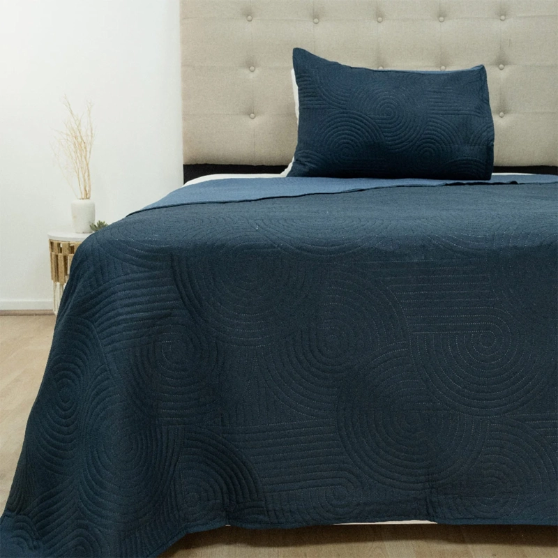 QUILT DORAL LUMINA BICOLOR 1.5 PLAZAS AZUL - 1