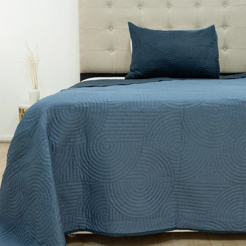 QUILT DORAL LUMINA BICOLOR 1.5 PLAZAS AZUL - 2