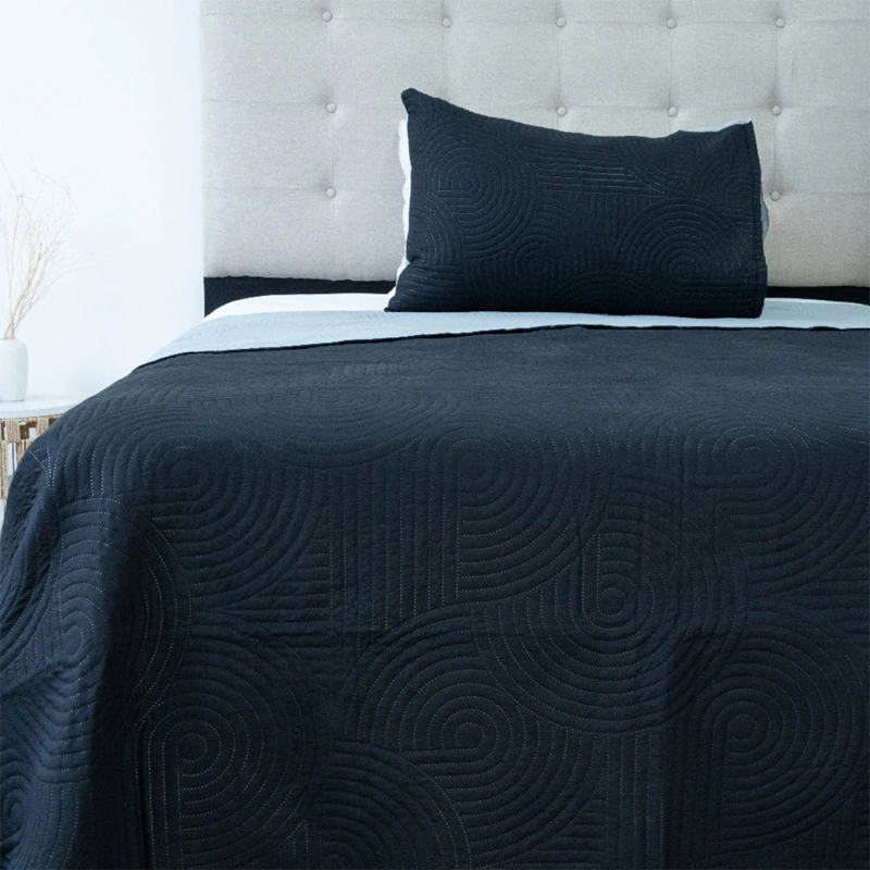 QUILT DORAL BICOLOR LUMINA 1.5 PLAZAS NEGRO/GRIS - 1