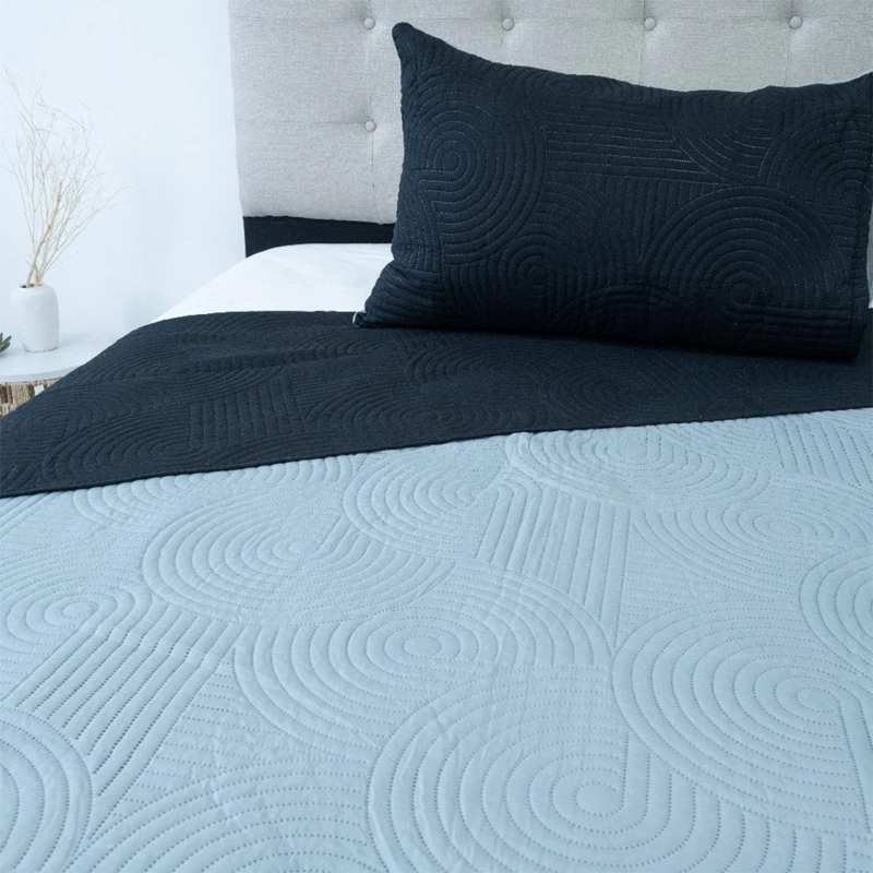 QUILT DORAL BICOLOR LUMINA 1.5 PLAZAS NEGRO/GRIS - 4