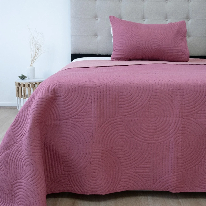 QUILT DORAL BICOLOR LUMINA 1.5 PLAZAS ROJO - 1