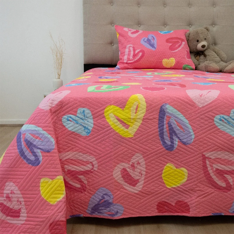 QUILT DORAL INFANTIL LUMINA 1.5 PLAZAS CORAZONES - 1