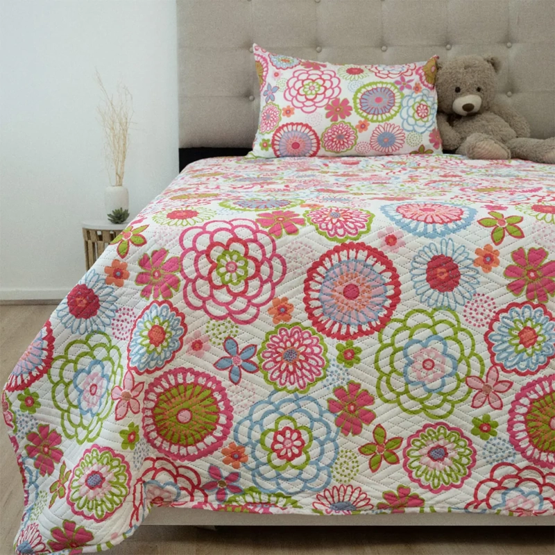QUILT DORAL INFANTIL LUMINA 1.5 PLAZAS FLORES - 1