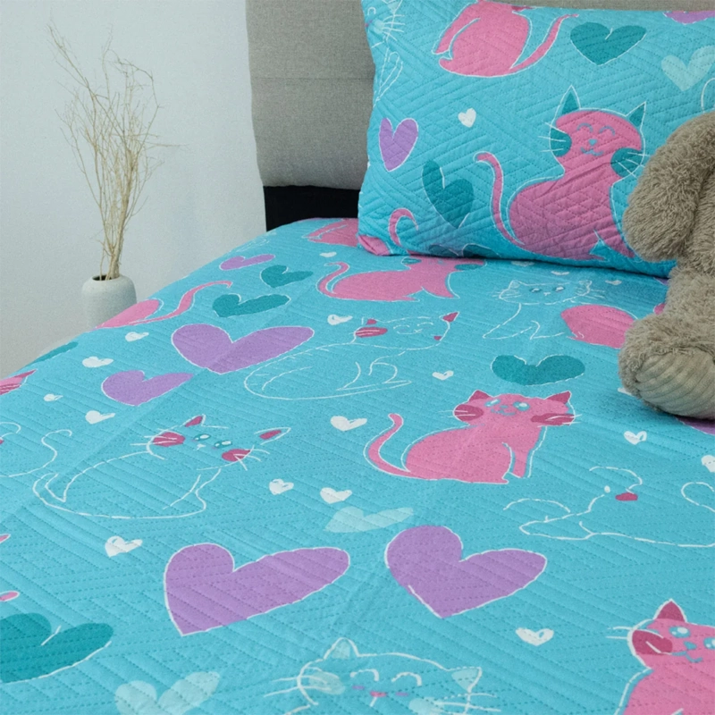 QUILT DORAL INFANTIL LUMINA 1.5 PLAZAS GATOS - 2