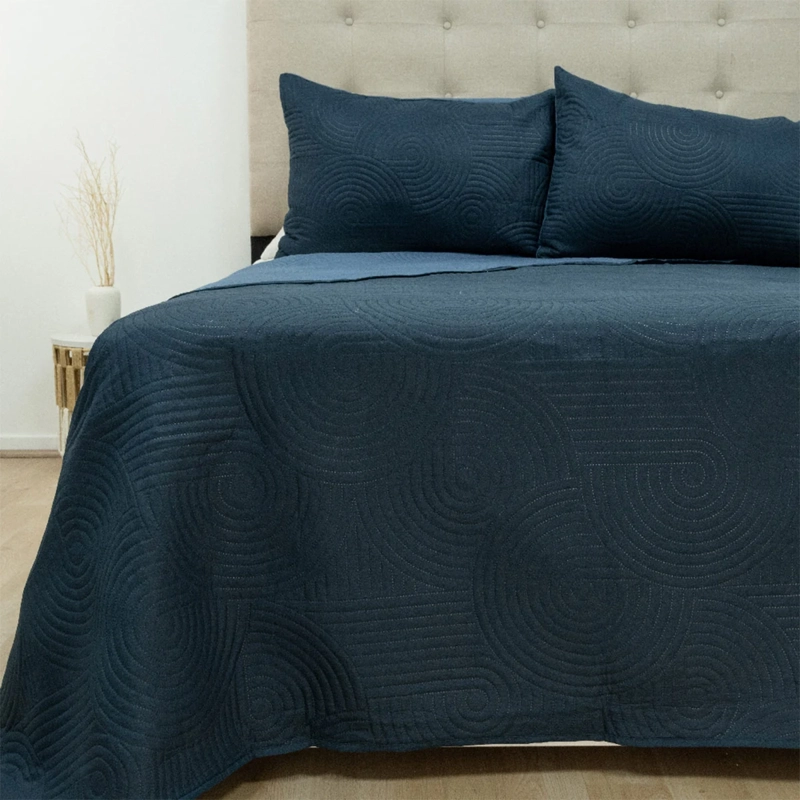 QUILT DORAL LUMINA BICOLOR 2 PLAZAS AZUL - 1