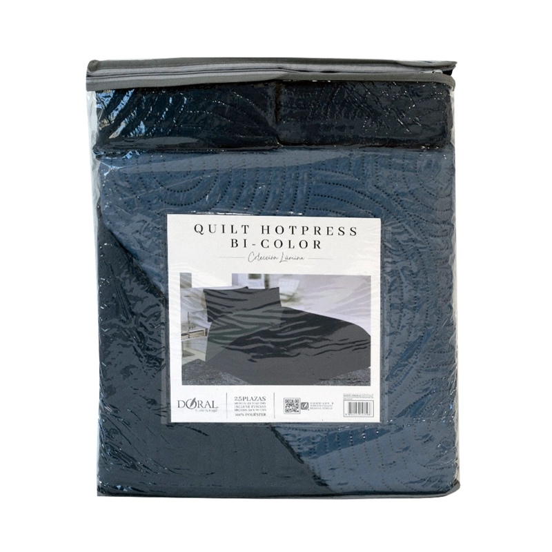 QUILT DORAL LUMINA BICOLOR 2 PLAZAS AZUL - 6