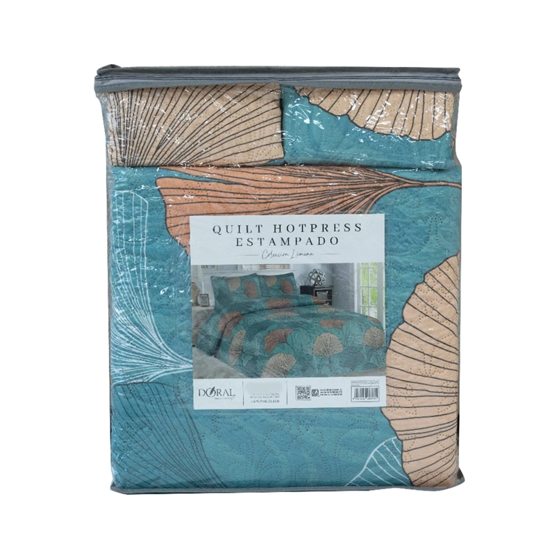 QUILT DORAL ESTAMPADO LUMINA 2 PLAZAS GINKGO  - 4