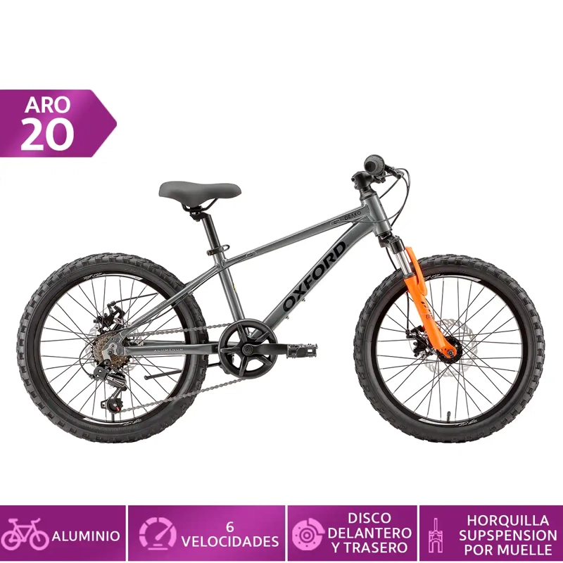 BICICLETA OXFORD DRAKO SUSPENSIÓN ARO 20 6 VELOCIDADES GRAFITO - 1