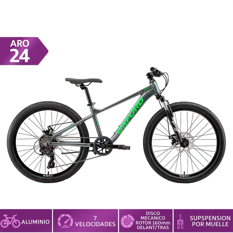 BICICLETA OXFORD DRAKO SUSPENSIÓN ARO 24 7 VELOCIDADES GRAFITO - 1