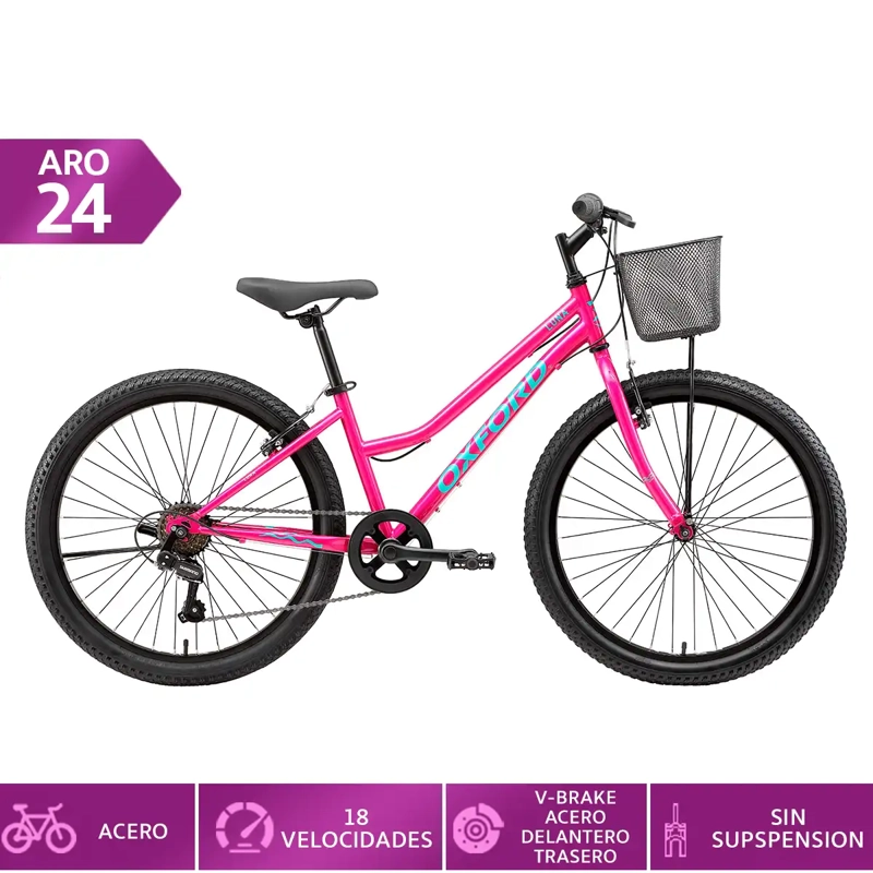BICICLETA OXFORD LUNA ARO 24 FUCSIA