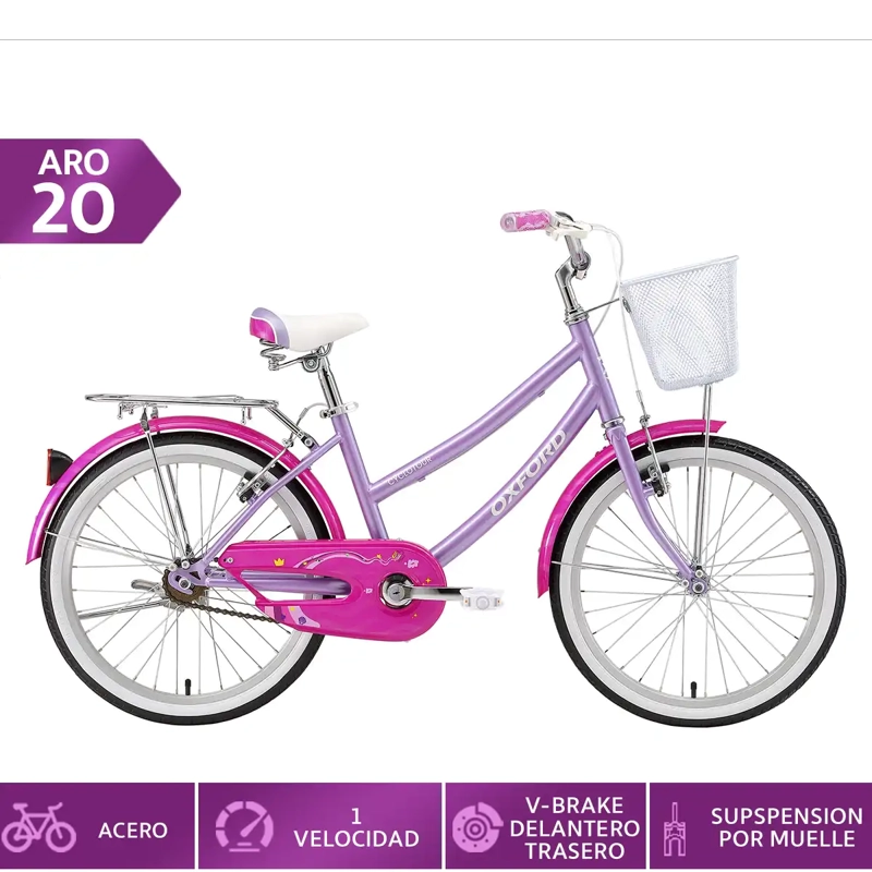 BICICLETA INFANTIL OXFORD CYCLOTOUR ARO 20 1V LILA - 1