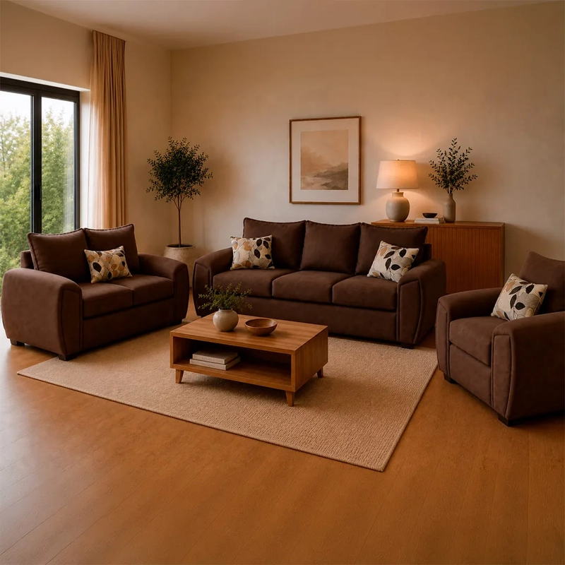 JUEGO DE LIVING ELEGANT DETAIL HOUSTON TELA 3-2-1