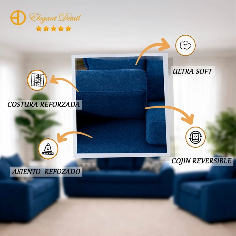 JUEGO DE LIVING ELEGANT DETAIL HOUSTON TELA 3-1-1 - 4