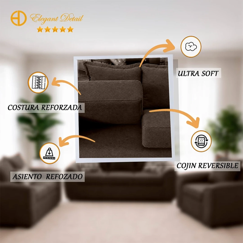 JUEGO DE LIVING ELEGANT DETAIL HOUSTON TELA 3-1-1 - 4