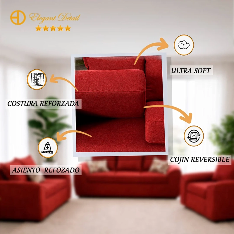 JUEGO DE LIVING ELEGANT DETAIL HOUSTON TELA 2-1-1 - 4