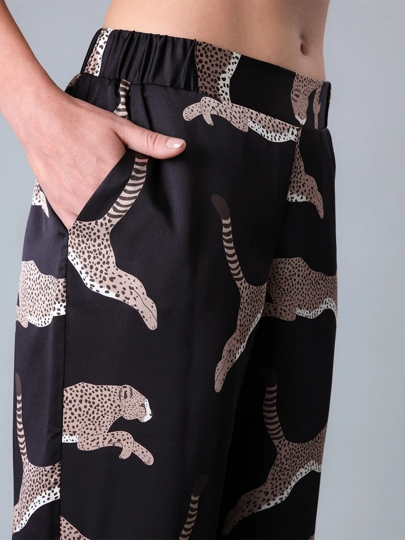 PIJAMA MUJER FLORES CAMISERO + PANTALÓN SATÍN - 4