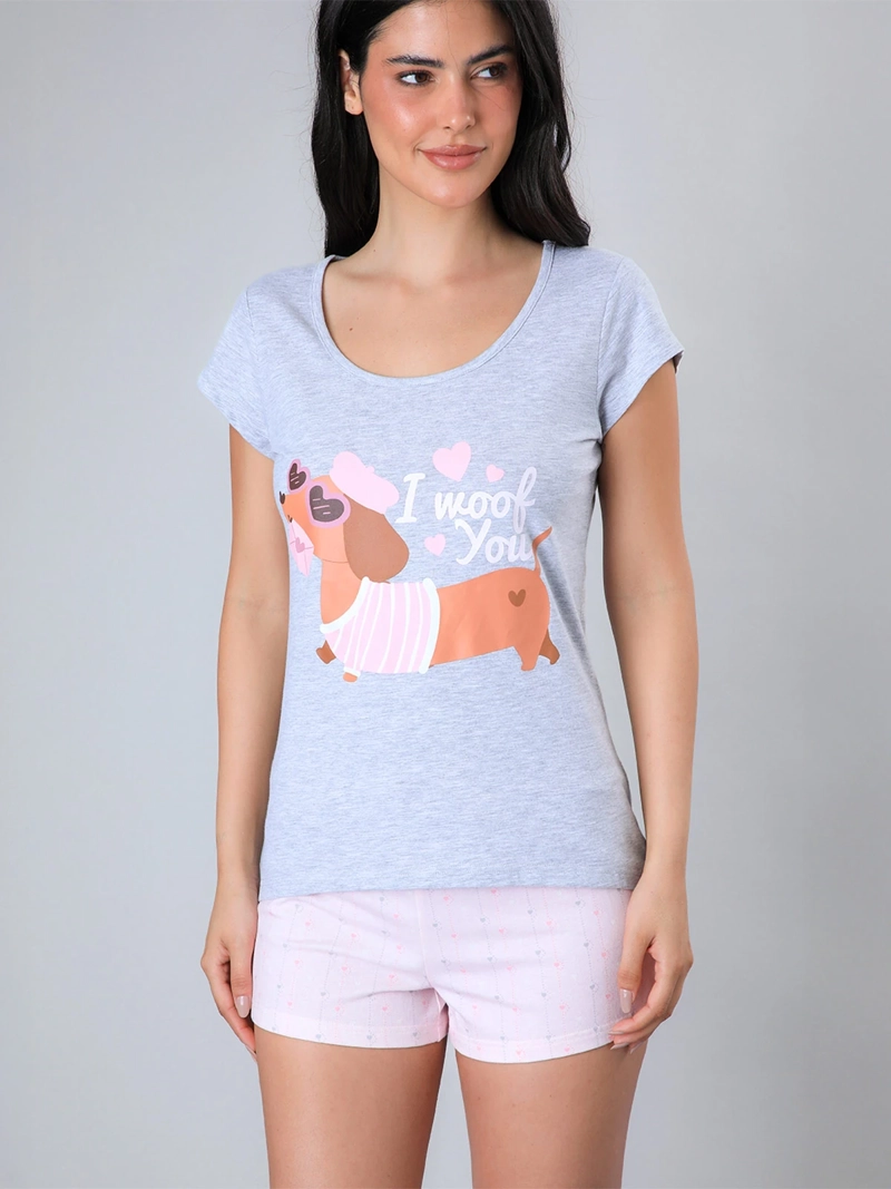 PIJAMA MUJER FLORES ALGODÓN TOP + SHORT - 2