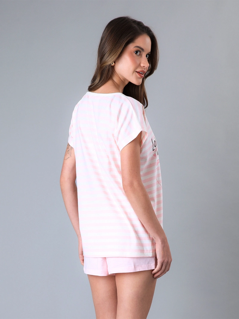PIJAMA MUJER FLORES ALGODÓN TOP + SHORT CUADRADO - 2