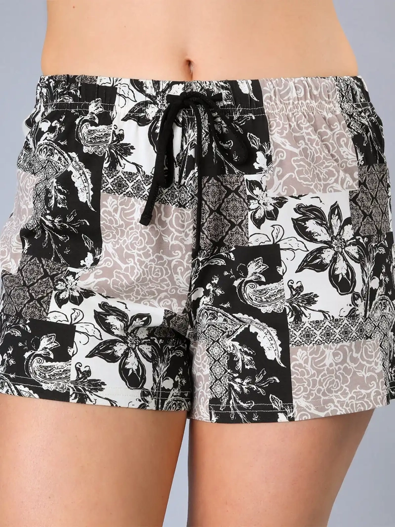 PIJAMA MUJER FLORES ALGODÓN TOP + SHORT - 5
