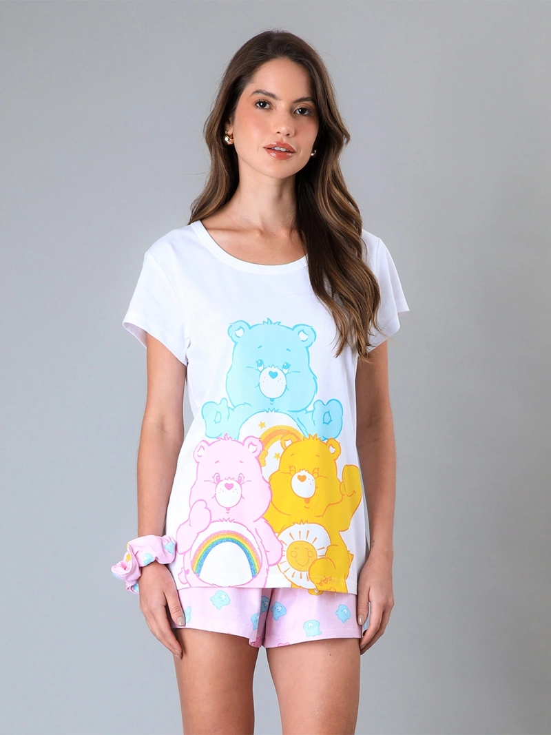 PIJAMA MUJER FLORES ALGODÓN TOP + SHORT - 1