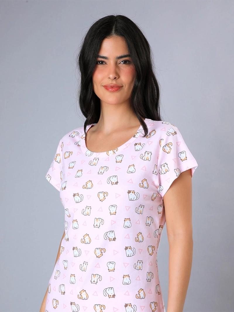 PIJAMA MUJER FLORES ALGODÓN TOP + SHORT CAMISERO EN CAJA - 4