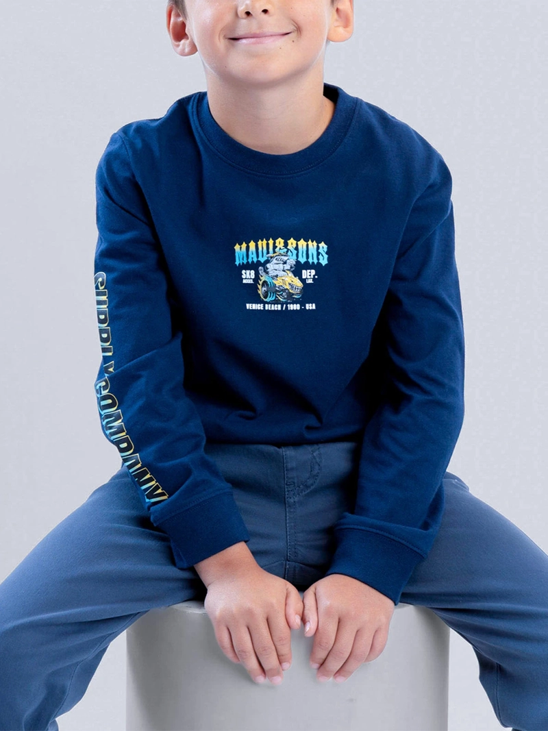 POLERA NIÑO MAUI AND SONS MANGA LARGA ALGODÓN - 6