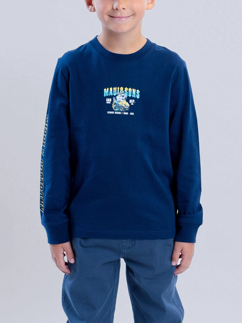 POLERA NIÑO MAUI AND SONS MANGA LARGA ALGODÓN
