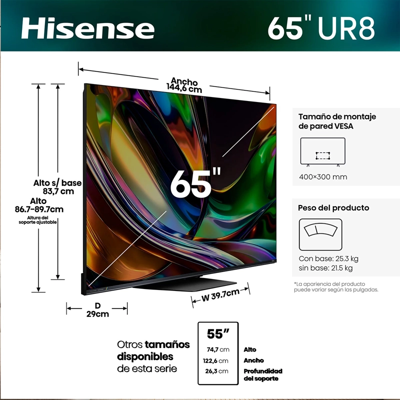 SMART TV HISENSE RGB MINILED 4K UHD 65” 65UR8SG - 4