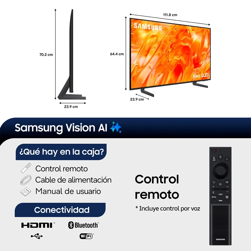 SMART TV SAMSUN NEO QLED 4K UHD 50” VISION AI QN70H 2026 + CONTROL POR VOZ - 3