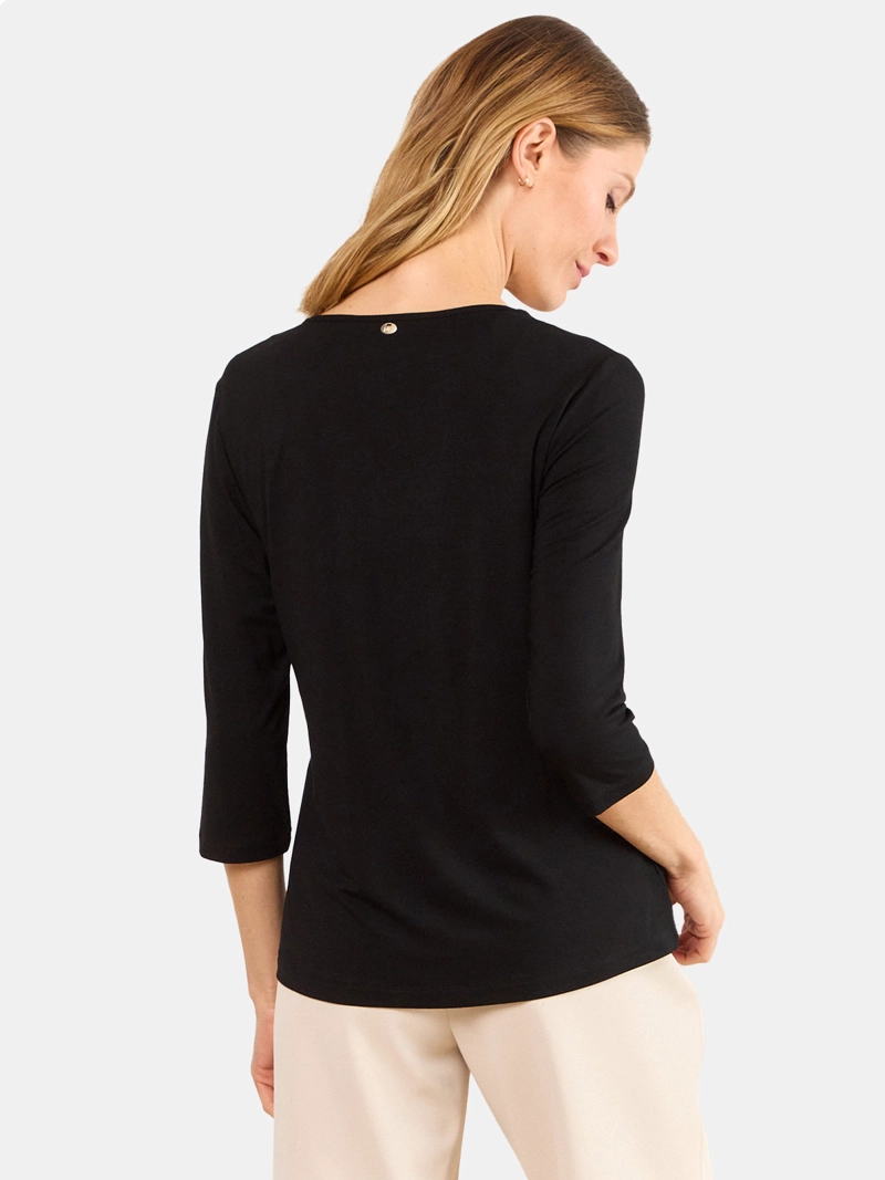 POLERA MUJER MAGRIFFE ESCOTE REDONDO MANGA 3/4 BORDADO - 2